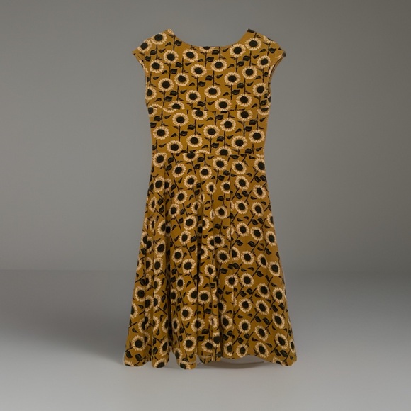 Effie’s Heart Sunflower Dress Women’s Medium Retro Fit Flare Cotton Pockets - Picture 5 of 7